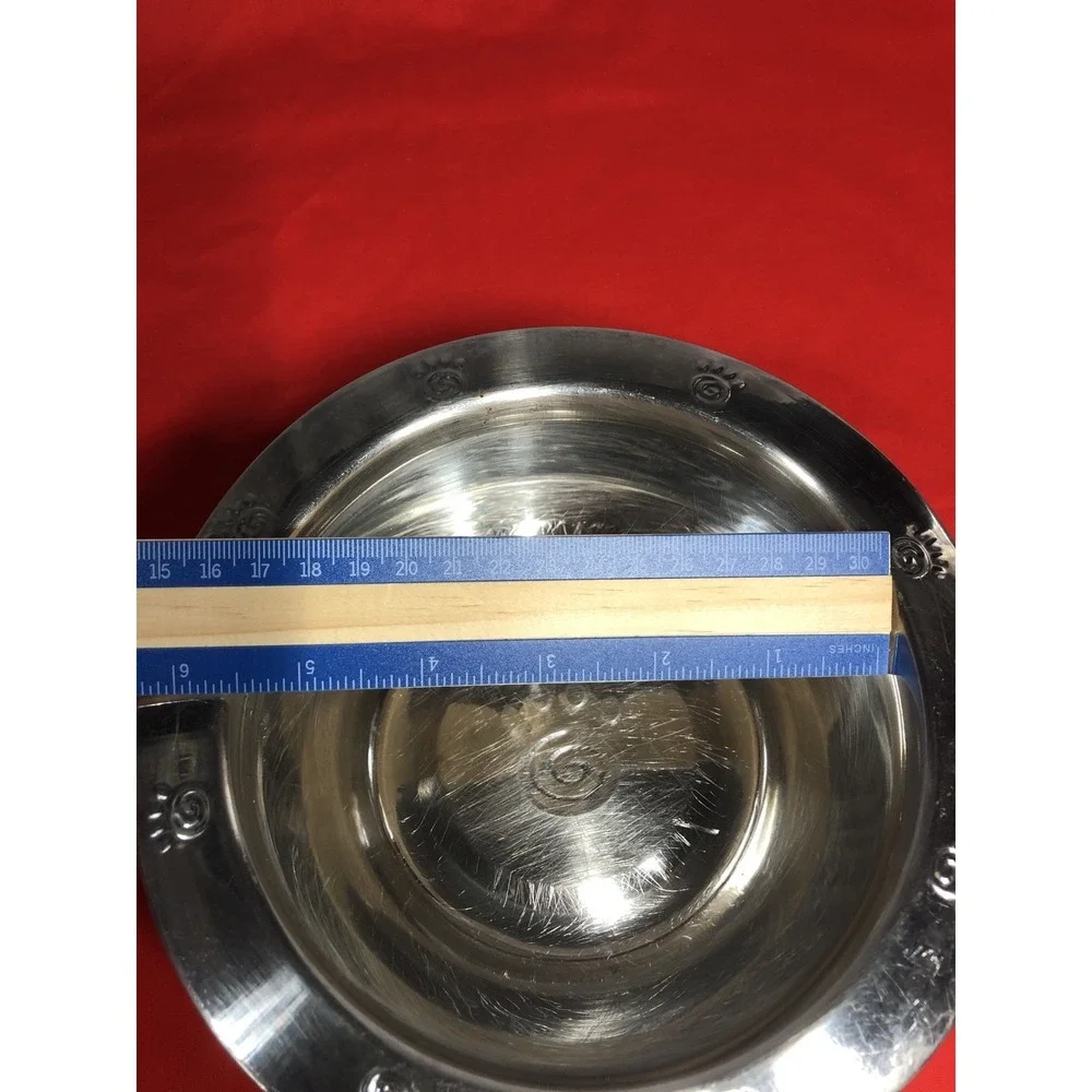 Silver Stainless Paw Prints Dog Bowl